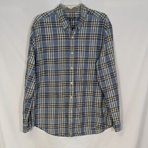 J. McLaughlin Plaid Button-Down Shirt - Blue & Black Size XL